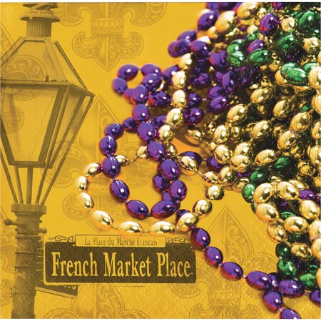 Creative Converting Masks of Mardi Gras Beverage Napkins, 5", Multicolor